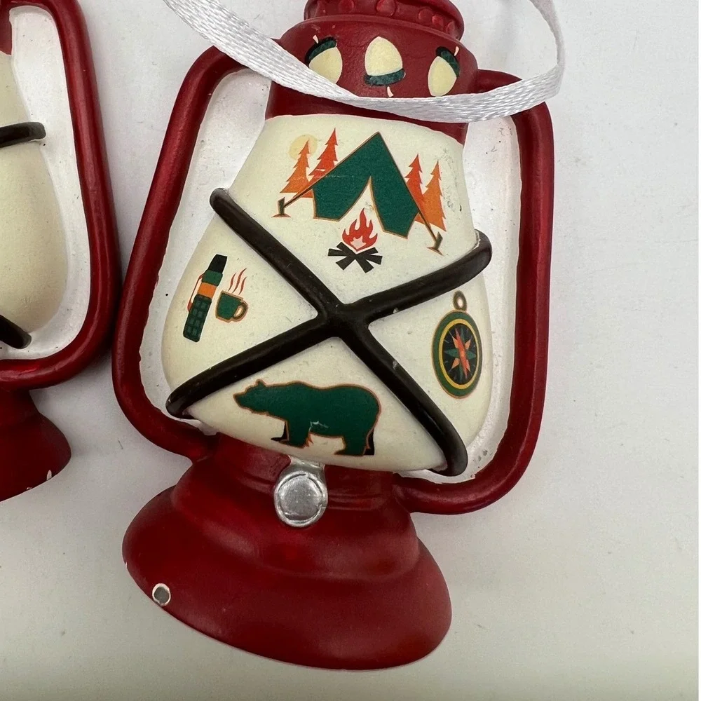 Hallmark Happy Camper Lantern Ornament Lot of 2 Christmas Cabincore Cottagecore